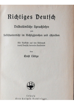 Richtiges Deutsch, 1923 r.