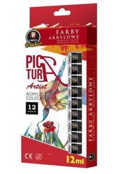 Farby akrylowe 12 kolorów tuba 12ml NOSTER