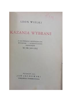 Kazania Wybrane ,1936r.