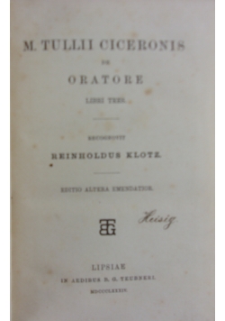 M. Tullii ciceronis de oratore, 1884 r.