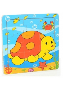 Puzzle drewniane małe Żółw