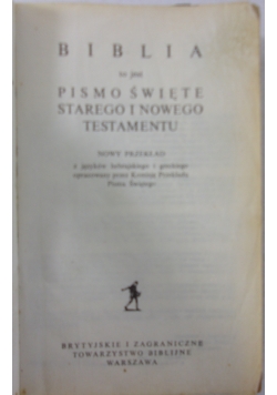 Biblia, Pismo Święte Starego i Nowego Testamentu