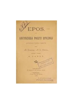 Epos. Arcydzieła Poezyi Epicznej, 1894r.