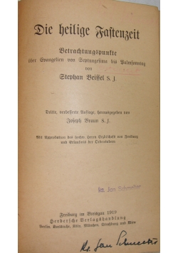 Die heilige Fastenzeit, 1919 r.