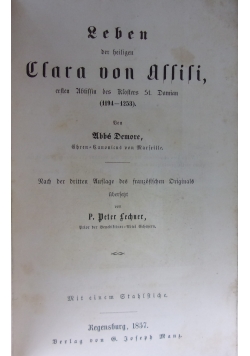 Leben der heiligen Clara von Assisi, 1857 r.
