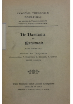 De Poenitentia et Matrimonio ,1930 r.
