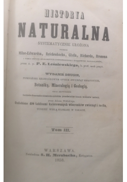 Historya naturalna Tom III, 1858 r.