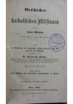 Geschichte der katholischen Missionen, 1860r.