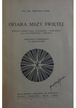 Ofiara Mszy Świętej, 1933 r.