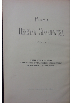 Pisma Henryka Sienkiewicza.Tom 4, 1899r