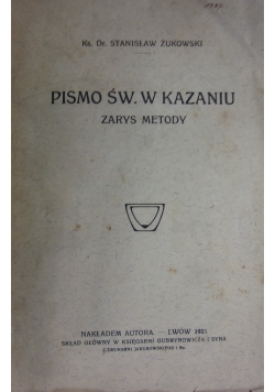 Pismo Św.w kazaniu ,1921 r.