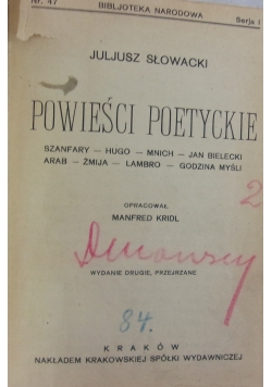 Powieści poetyckie, 1925 r.
