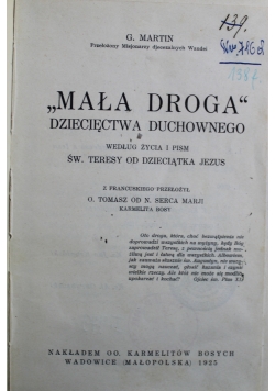 Mała droga dziecięctwa duchowego 1925 r.