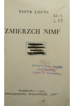 Zmierzch Nimf, 1929 r.