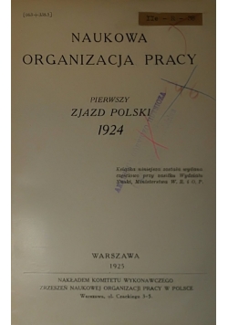 Naukowa Organizacja Pracy ,1925r.