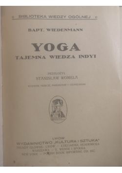 Yoga tajemna wiedza Indyi, ok 1920 r.
