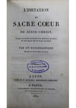 L'imitation du Sacre Coeur de Jesus-Christ 1830 r.