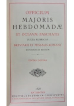 Officium Majoris Hebdomadae, 1928r.