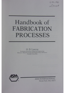 Handbook of Fabrication Processes