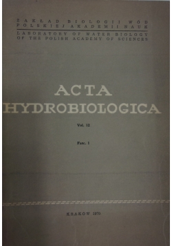 Acta Hydrobiologia. Vol, 12