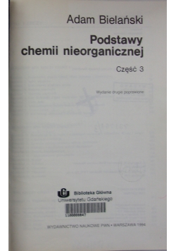 Podstawy chemii nieorganicznej, część II - III