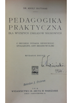 Pedagogika praktyczna ,1918r.