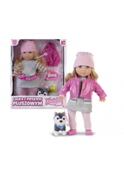 Lalka Natalia z pieskiem pluszowym 35cm