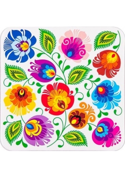 Podkładka korkowa FOLK - łowicka biała