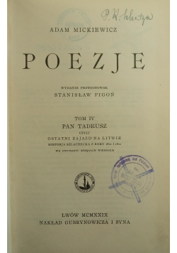 Poezje, Tom IV Pan Tadeusz, 1929 r.