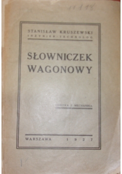 Słowniczek wagonowy, 1927 r.