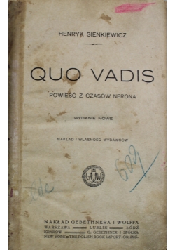 Quo vadis Powieść z Czasów Nerona 1913 r