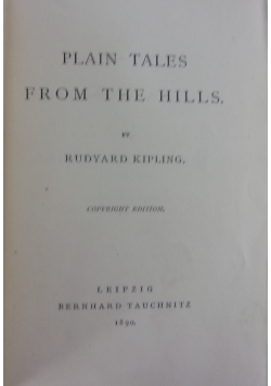 Plain Tales From The Hills, reprint z 1890r.