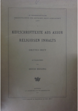 Keilschrifttexte aus Assur Religiosen Inhalts, 1917r.