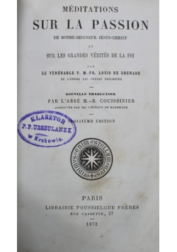 Meditations Sur La Passion 1872 r.