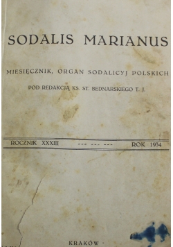 Sodalis Marianus Miesięcznik Organ Sodalicyj Polskich  1934 r