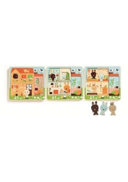 Puzzle dla najmłodszych 3 plansze - Króliczki