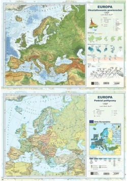 Mapa Europy A2 ukształtowanie powierzchni/polityczna dwustronna ścienna