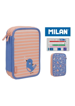 Piórnik MILAN 2-poziomowy z wyposażeniem COCONUT róż