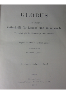 Globus Illustrierte Zeitschrift für Lander - und Völkerkundem 1898 r.