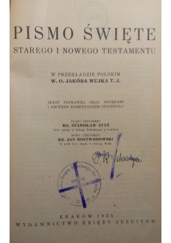 Pismo Święte Starego i Nowego Testamentu 1935 r