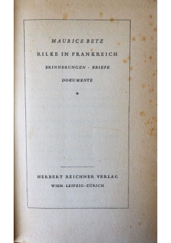 Rilke in Frankreich, 1937 r.