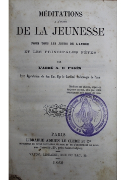 Meditations a l usage de la Jeunesse 1860 r