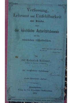 Verfassung, Lehramt und Unfehlbarkeit der Kirche, 1874 r.