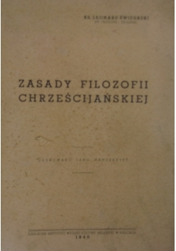 Zasady filozofii chrześcijańskiej, 1940 r.