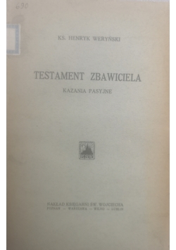 Testament Zbawiciela kazania pasyjne, 1928 r.