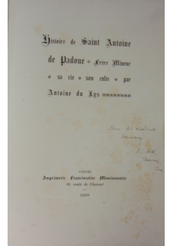 Histoire de Saint Antoine de Padoue, 1899 r.