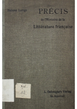 Precis de IHistoirre de la Litterature francaise