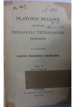 Platonis dialogi, 1894r.