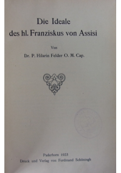 ie Ideale des hl. Franziskus von Assisi, 1923 r.