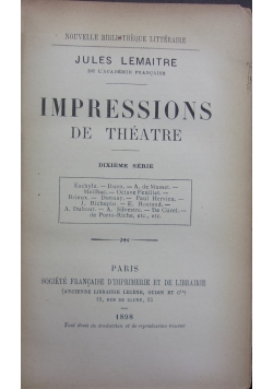Impressions de theatre,1898 r.